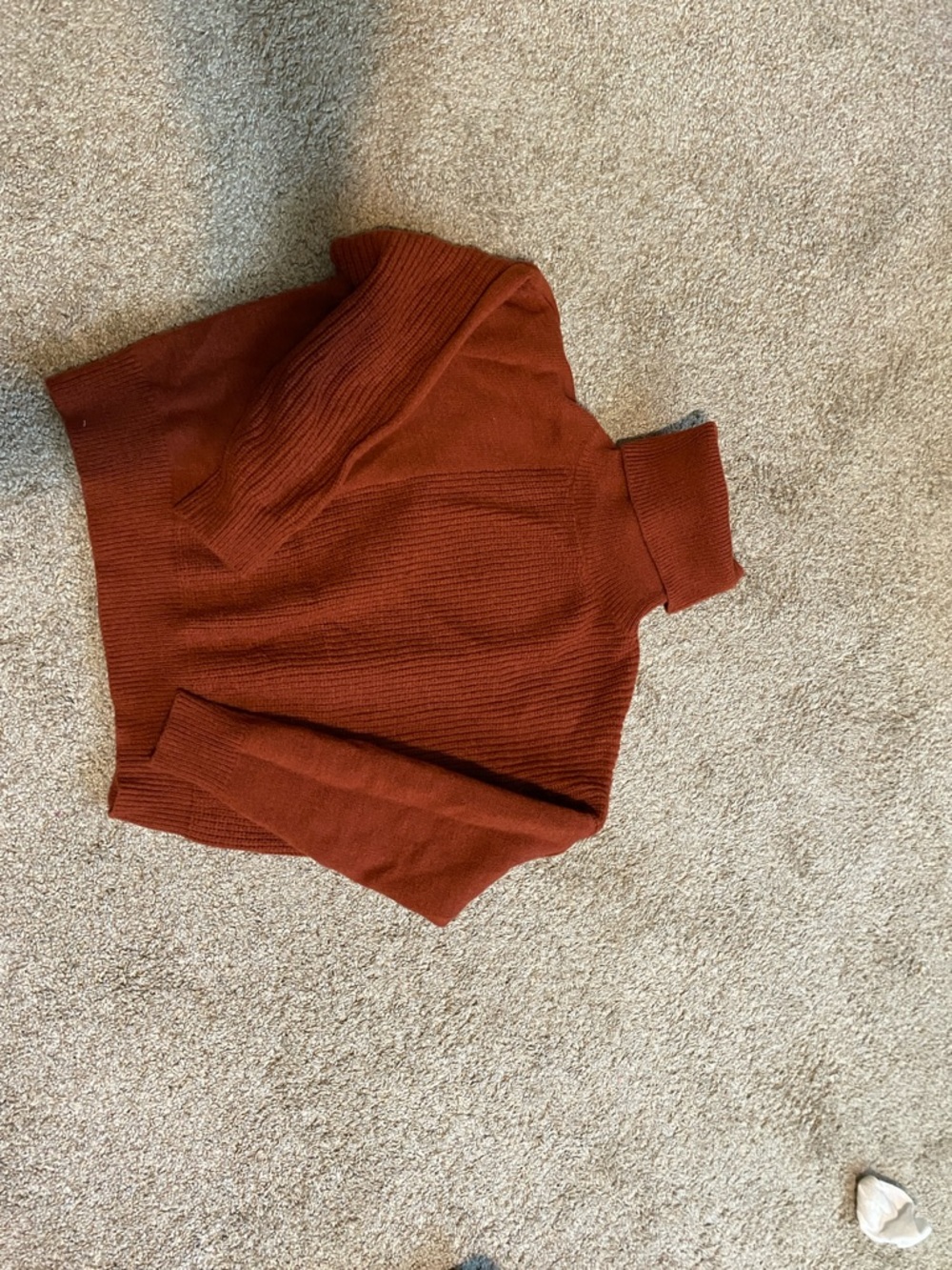Cupshe Rust Cowl Neck Ribbed Sweater